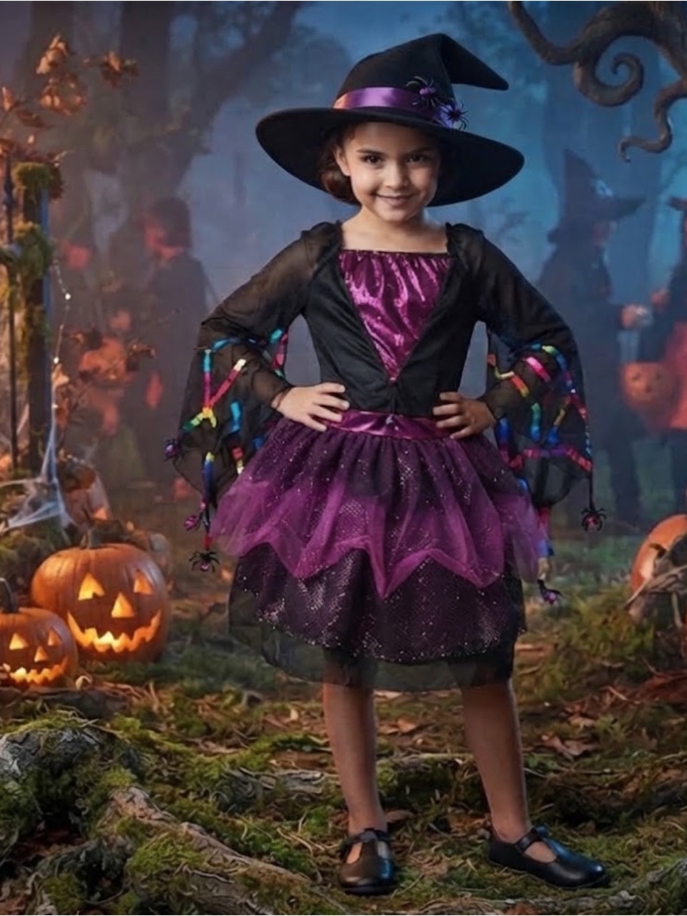 Brand unknown girls witch costume dress Sz L